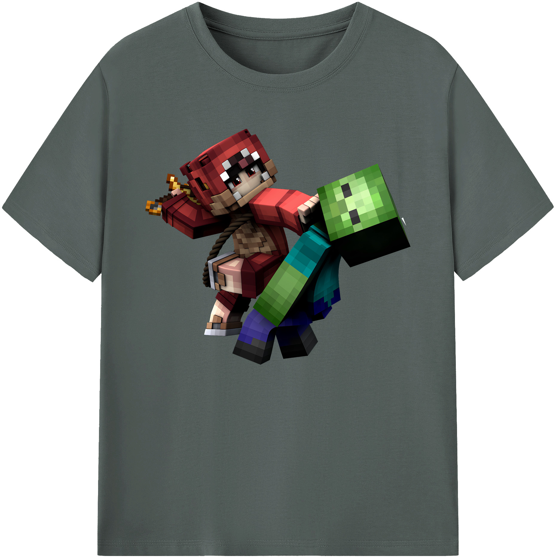 （画像用） マインクラフト ブロックの世界 Minecraft MC Block world 綿100％ メンズ半袖Tシャツ｜肌触りやわらか＆通気性